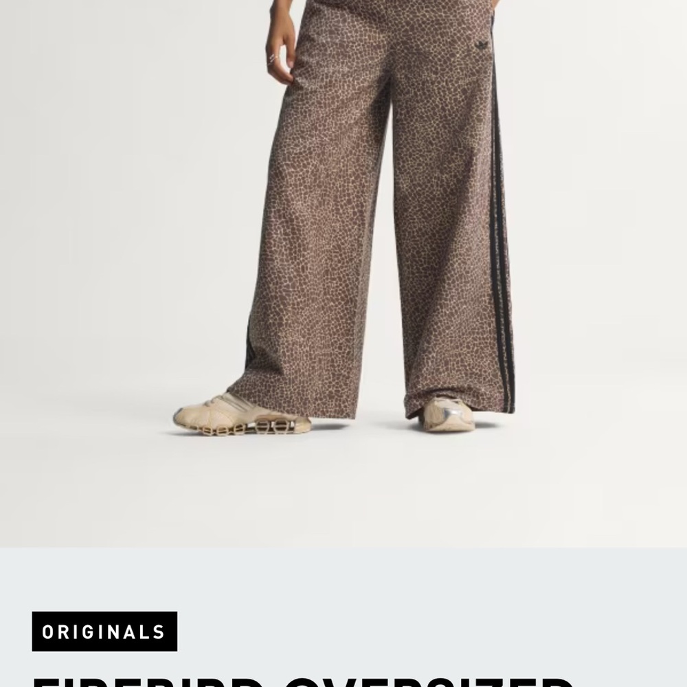 Adidas Originals Women's Brown Animal-Print Wide-Leg Pants